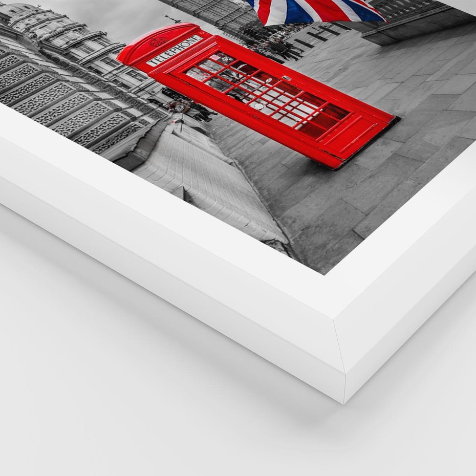 Plakat w ramie 30x40 - Londyńska Budka przy Big Benie - Londyn, budka - rama biała