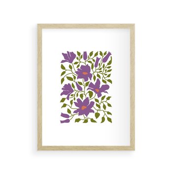 Plakat w ramie 40x50 - Rozmyte Granice - kwiaty, kompozycja - rama drewno