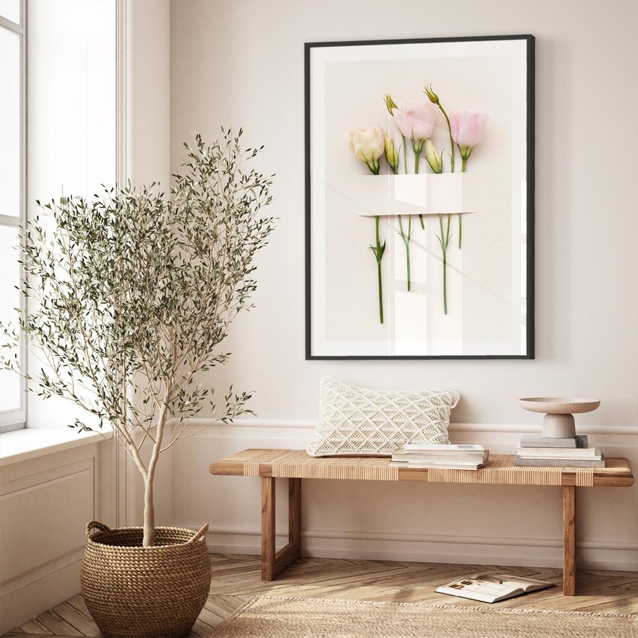 Plakat bez ramy 21x30 - Białe kwiatowe uniesienia - białe, kwiaty