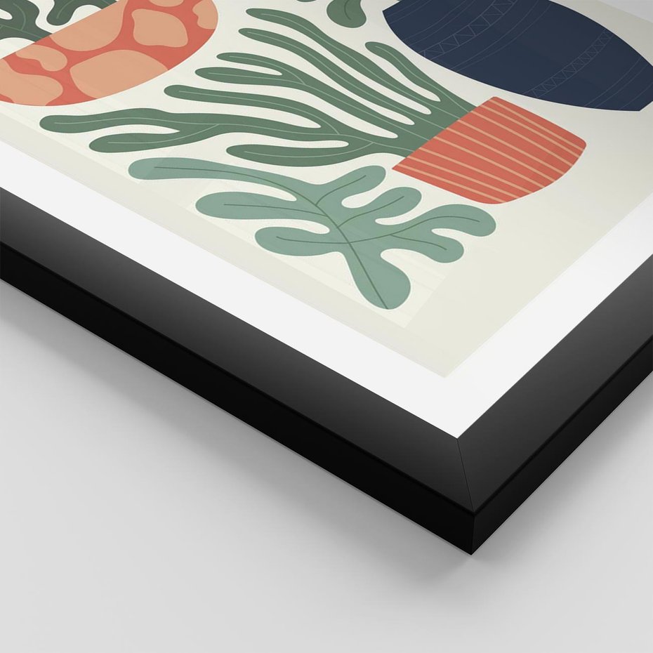 Plakat w ramie 50x70 - Abstrakcyjne Roślinne Formy - nowoczesna grafika, rośliny - rama czarna