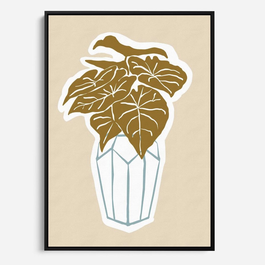 Obraz w ramie 50x70 - Bezgraniczne Marzenia - nowoczesna kompozycja, liście monstery w wazonie - rama czarna