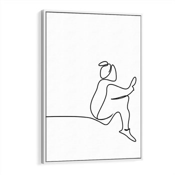 Obraz w ramie 80x120 - Linie Wewnętrznej Refleksji - line art, szkic - rama biała