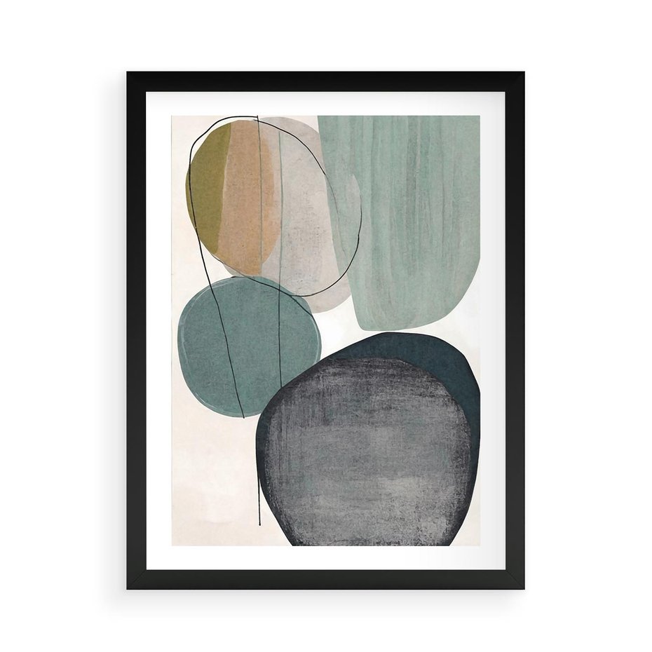 Plakat w ramie 50x70 - Plama za Plamą - abstrakcyjny obraz olejny, plamy - rama czarna