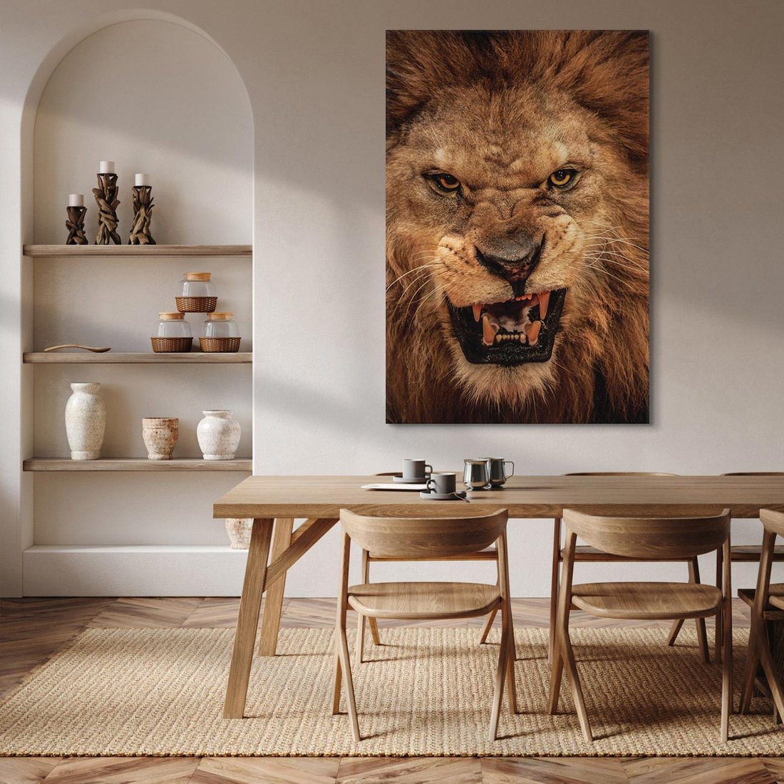 Obraz na płótnie 70x100 - Władca Sawanny - lew, sawanna