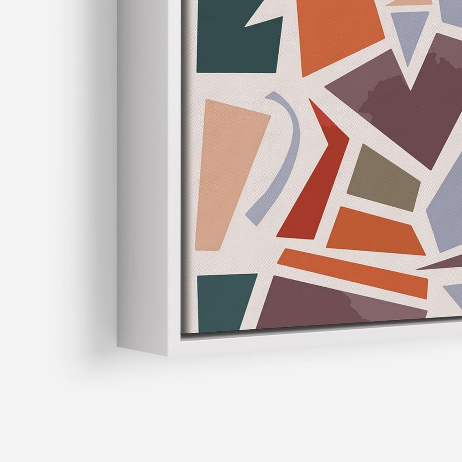 Obraz w ramie 80x80 - Intrygujące Rozbicie - gemoetryczne kształty, mozaika - rama biała