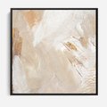 Obraz w ramie 50x50 - Elegancja w Złocistym Chaosie - złoto beż, abstrakcja - rama czarna