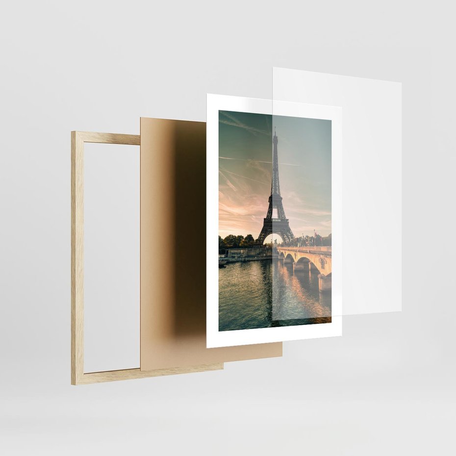 Plakat w ramie 30x40 - Paryski Szczyt - Paryż, wieża - rama drewno