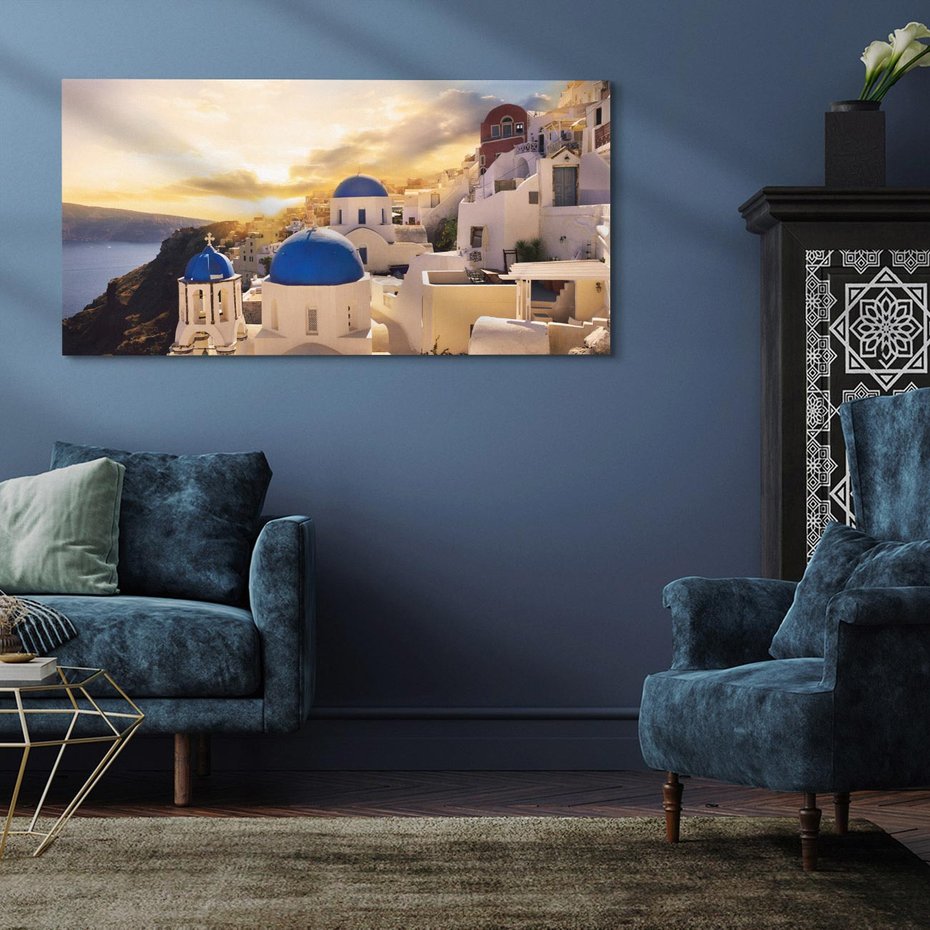 Obraz na płótnie 140x70 - Błękitna oaza w Grecji - Santorini, Grecja