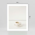 Plakat bez ramy 40x50 - Kawa w Prostocie - kawa w filizance, białe tłó