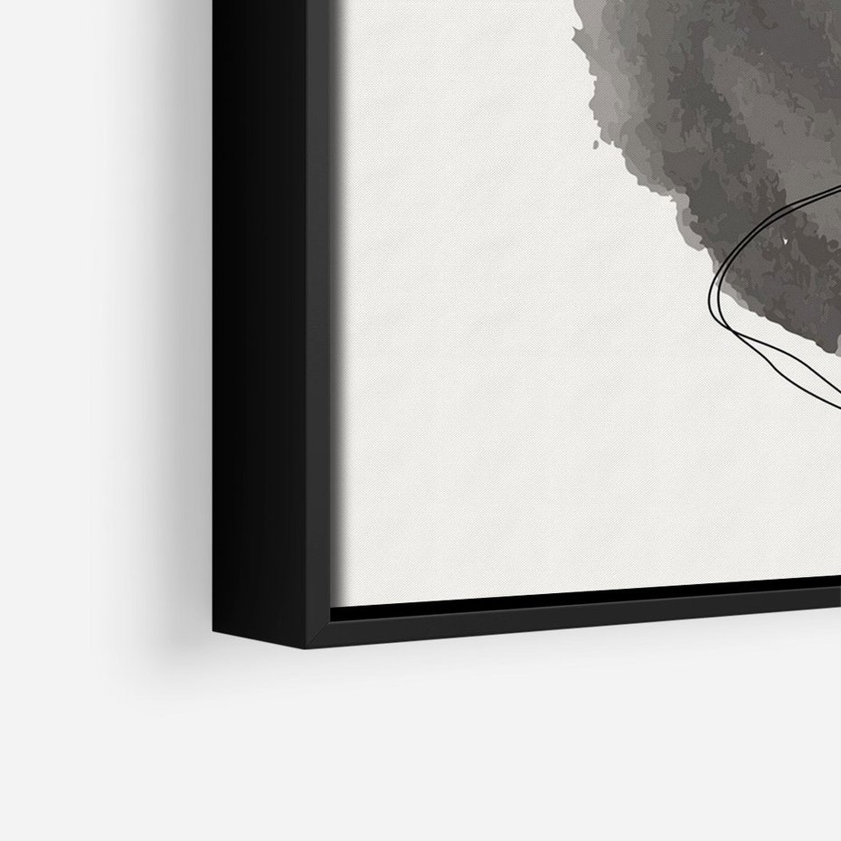 Obraz w ramie 70x100 - Bezczasowe Rytmy - abstrakcyjne nieregularne plamy, czarny - rama czarna