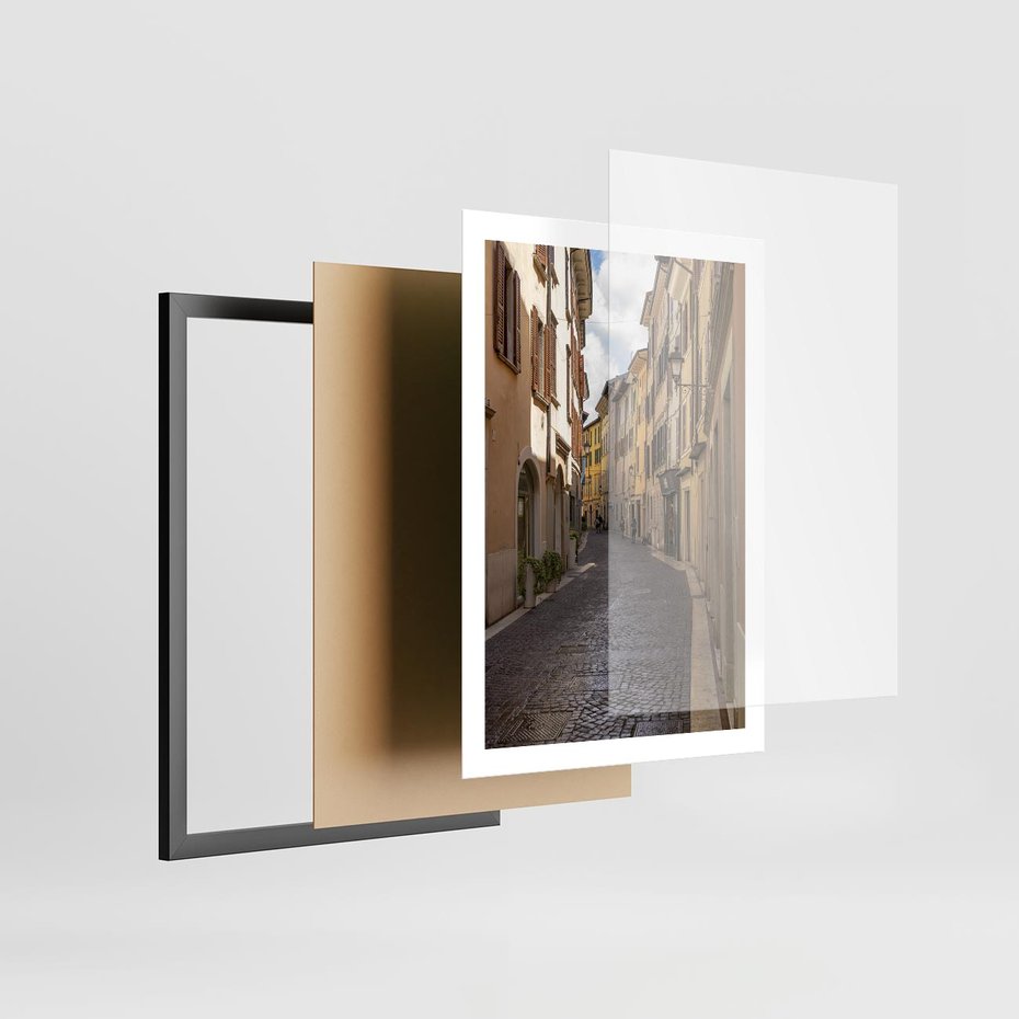 Plakat w ramie 50x70 - Magiczne widoki - uliczka, perspektywa - rama czarna
