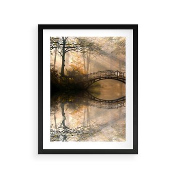 Plakat w ramie 50x70 - Romantyczny Mostek - mostek, romantyczny - rama czarna