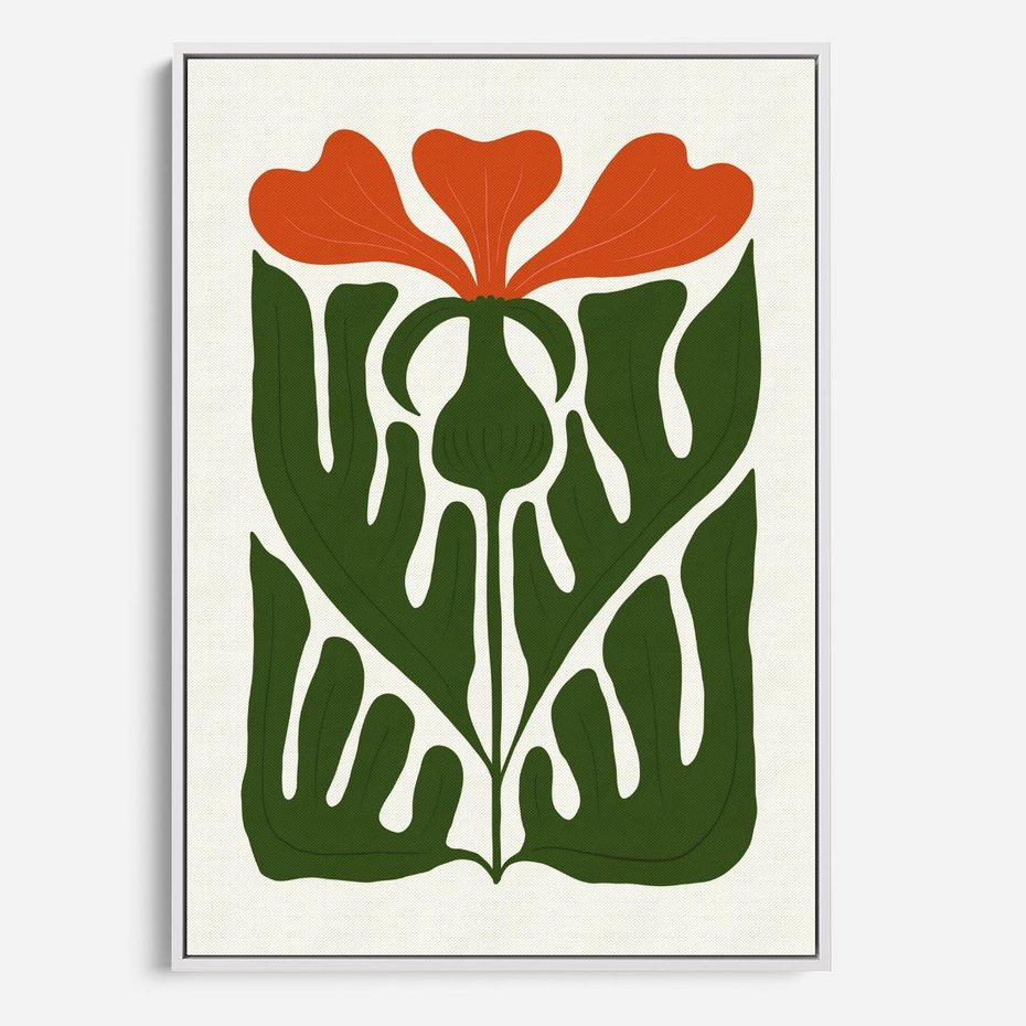 Obraz w ramie 50x70 - Minimalistyczny Urok Kwiatu - kwiat, sztuka nowoczesna - rama biała