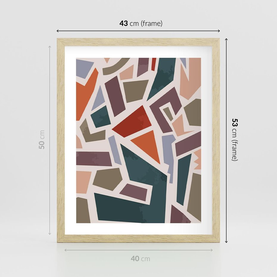 Plakat w ramie 40x50 - Modernistyczna Transcendencja - geometryczne kształty, mozaika - rama drewno