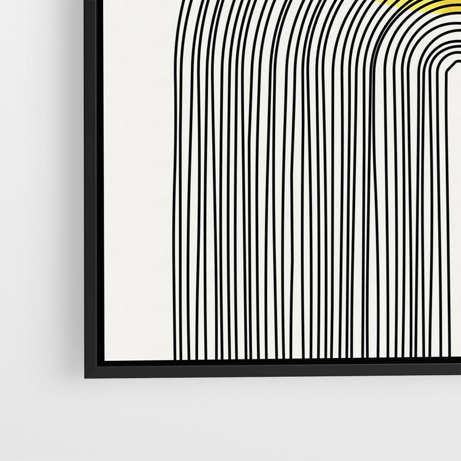 Obraz w ramie 50x50 - Słoneczne Odbicia - geometria, żółte koło - rama czarna