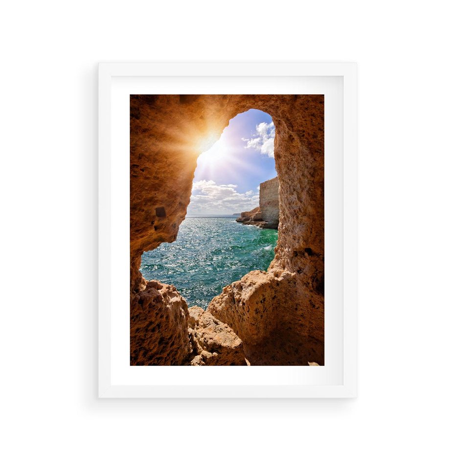 Plakat w ramie 30x40 - Potęga Natury - morze, klify - rama biała