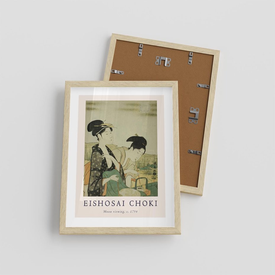 Plakat w ramie 30x40 - Rycina Eishosai Choki - staraa chińska rycina, eishosai choki - rama drewno