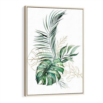 Obraz w ramie 80x120 - Luksus w Detalu - złote, liście - rama drewno