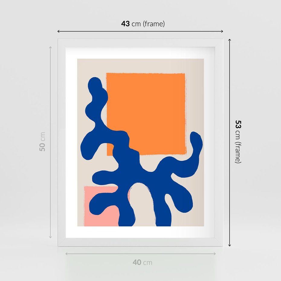 Plakat w ramie 40x50 - Bezczasowe Pastelowe Plamy - abstrakcja, nowoczesny plakat - rama biała