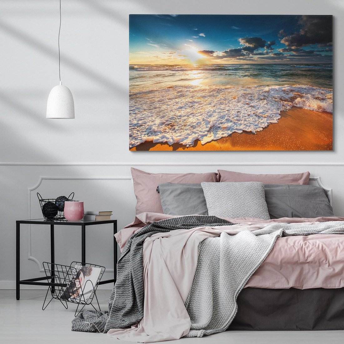 Obraz na płótnie 70x50 - Zachód słońca nad plażą - zachód słońca,