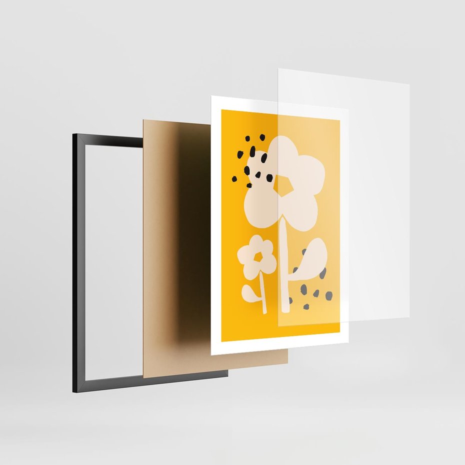 Plakat w ramie 50x70 - Bezgraniczne Impulsy - abstrakcyjny kwiat, plakat - rama czarna