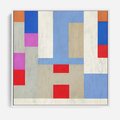 Obraz w ramie 80x80 - Bezczasowe Przenikanie Kształtów - abstrakcyjne geometryczne kształty, olejny obraz - rama biała