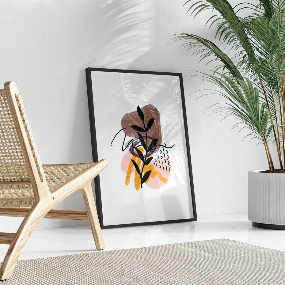 Plakat bez ramy 30x40 - Echa Kształtującej się Wyobraźni - abstrakcyjna sztuka, liść gałązka