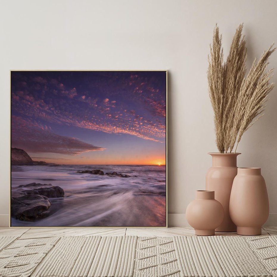 Obraz w ramie 80x80 - Spojrzenie w głąb duszy - zachód słońca, zmierzch - rama drewno