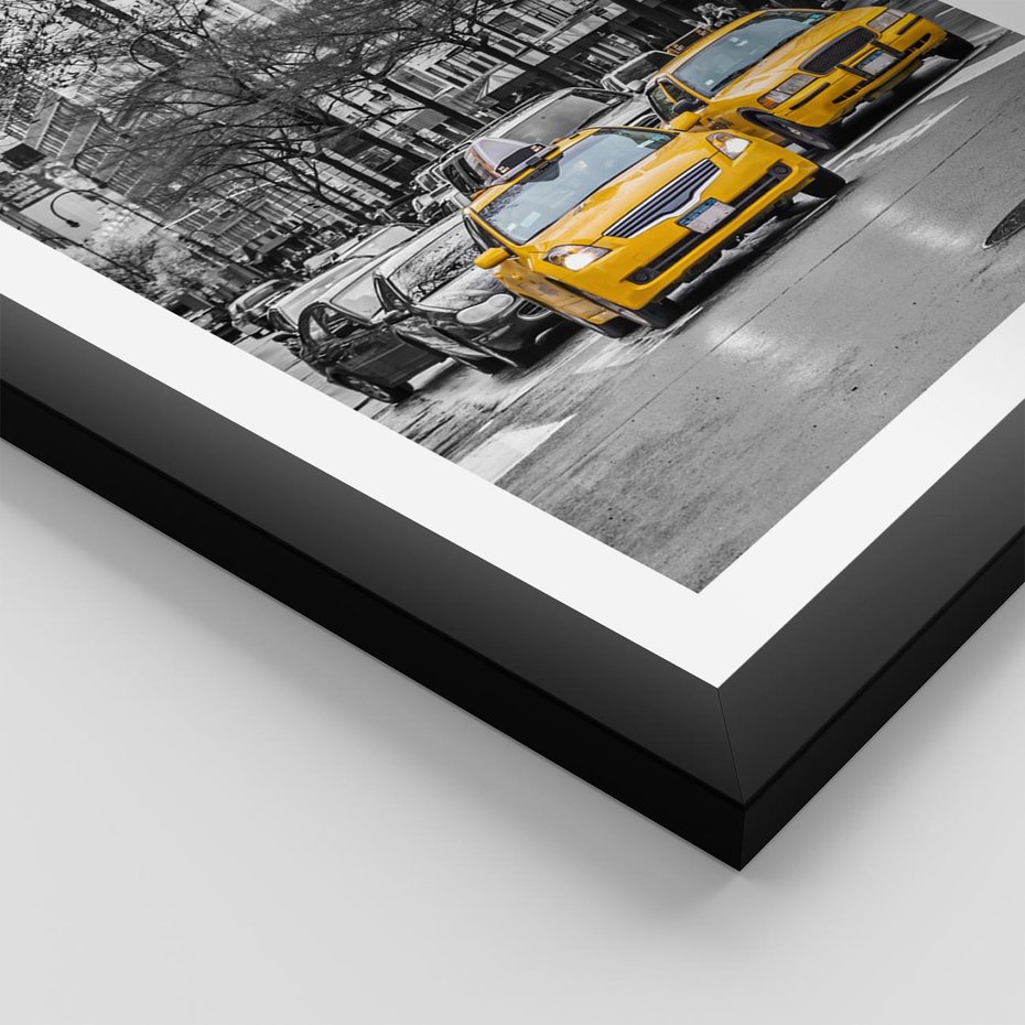 Plakat w ramie 40x50 - Taksówki w Nowym Jorku - taksówki, Nowy Jork - rama czarna