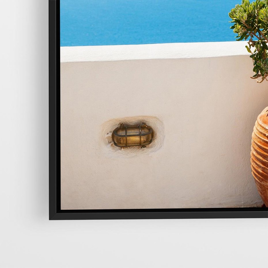 Obraz w ramie 50x50 - Santorini - oaza greckiej wyspy - Santorini, grecka - rama czarna