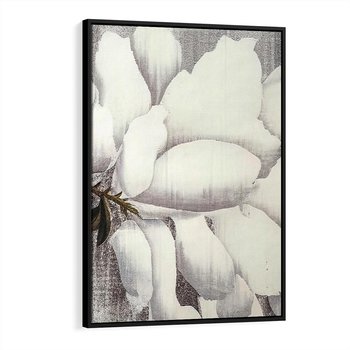 Obraz w ramie 50x70 - Tekstura Kwiatu - białe kwiaty, duży kwiat - rama czarna