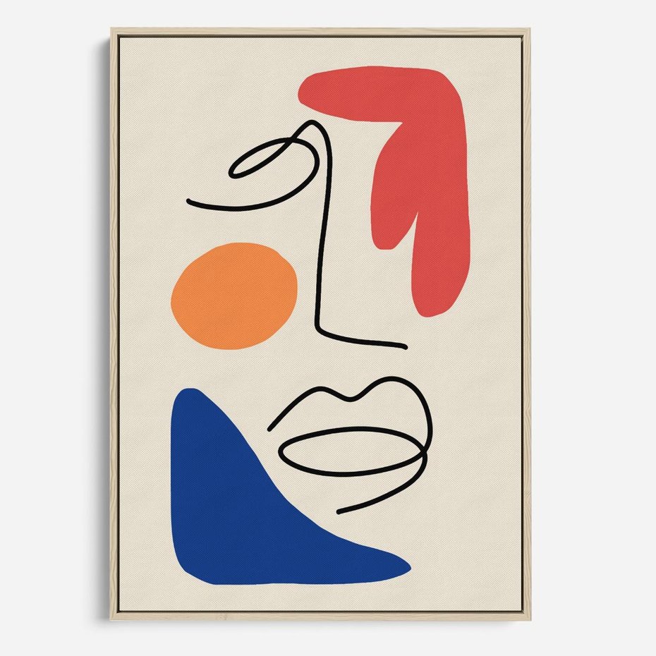 Obraz w ramie 80x120 - Rozbijające Granice Kształtów - abstrakcyjny obraz, przypomina twarz - rama drewno