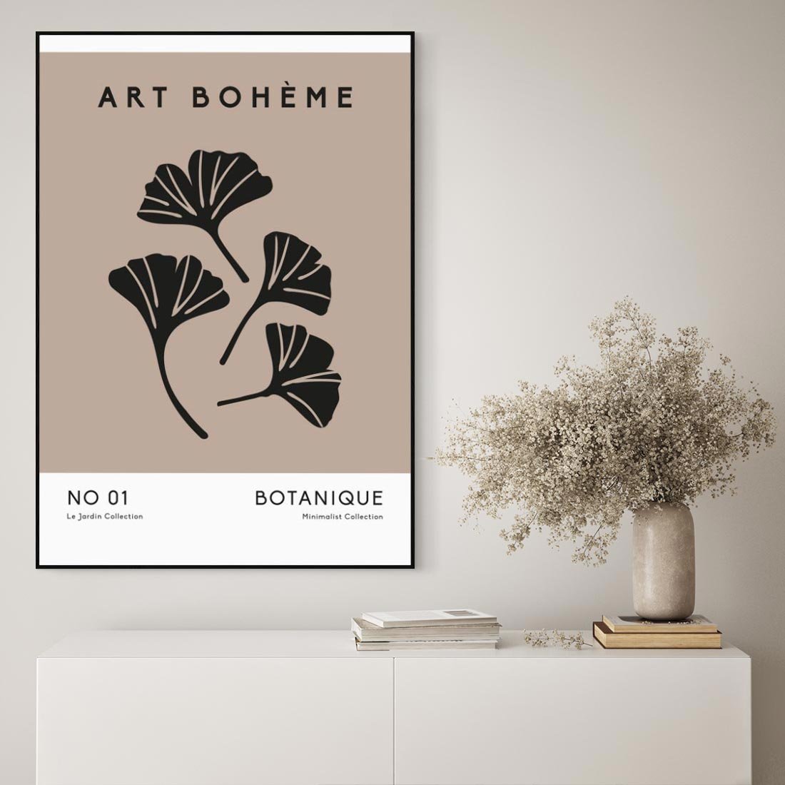 Obraz w ramie 50x70 - Botaniczne wymysły - sztuka boho, plakat - rama czarna