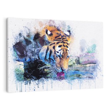 Obraz na płótnie 100x70 - Tygrys w abstrakcyjnym tańcu - tygrys, sztuka
