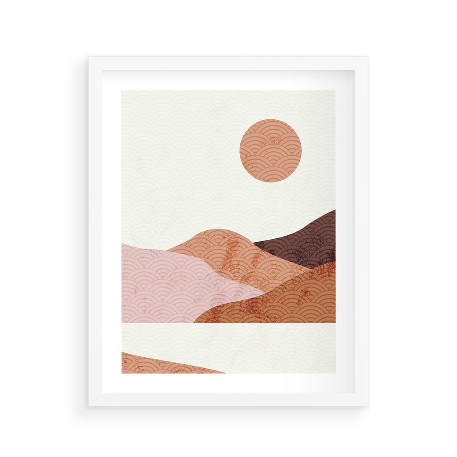 Plakat w ramie 40x50 - Górskie Wzory - nowoczesna sztuka, góry - rama biała