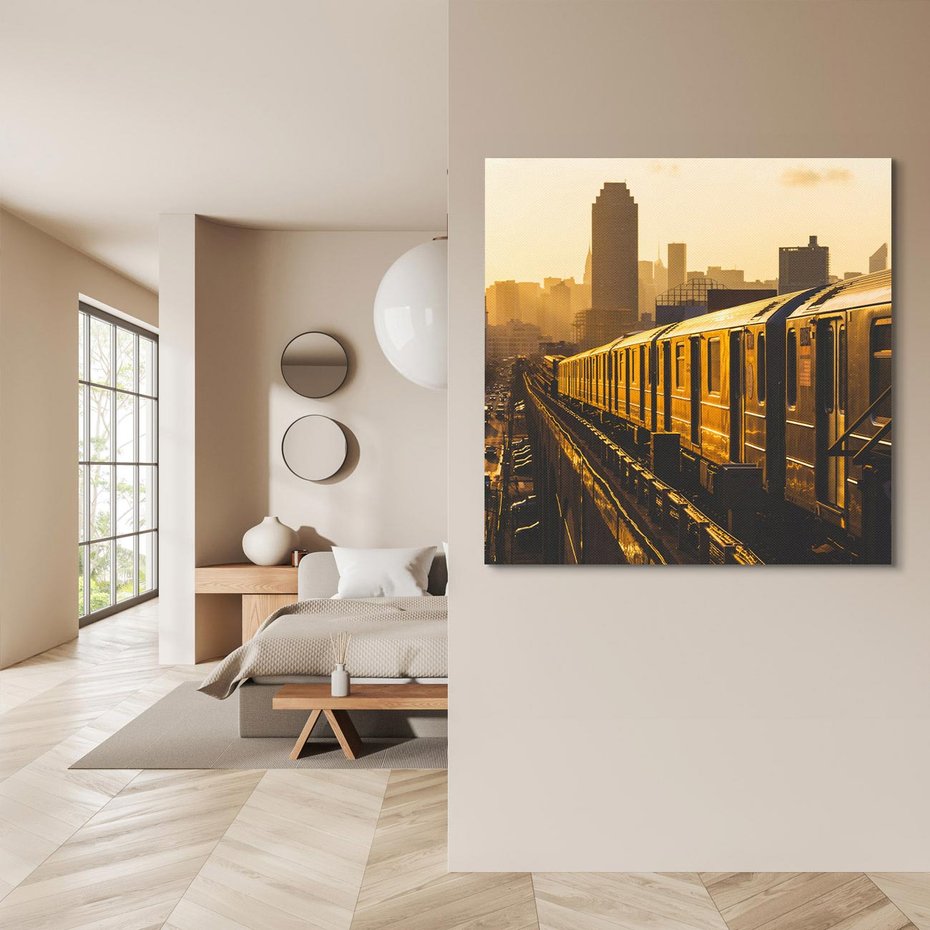 Obraz na płótnie 40x40 - Podróż Podziemna: Pociąg i Metro - pociąg, metro