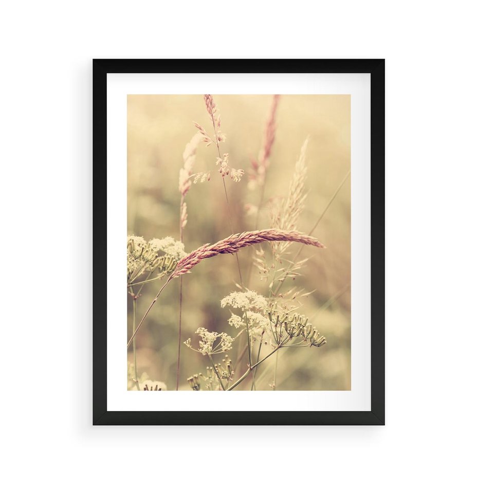 Plakat w ramie 40x50 - Boho Wizja - suszone, trawy - rama czarna