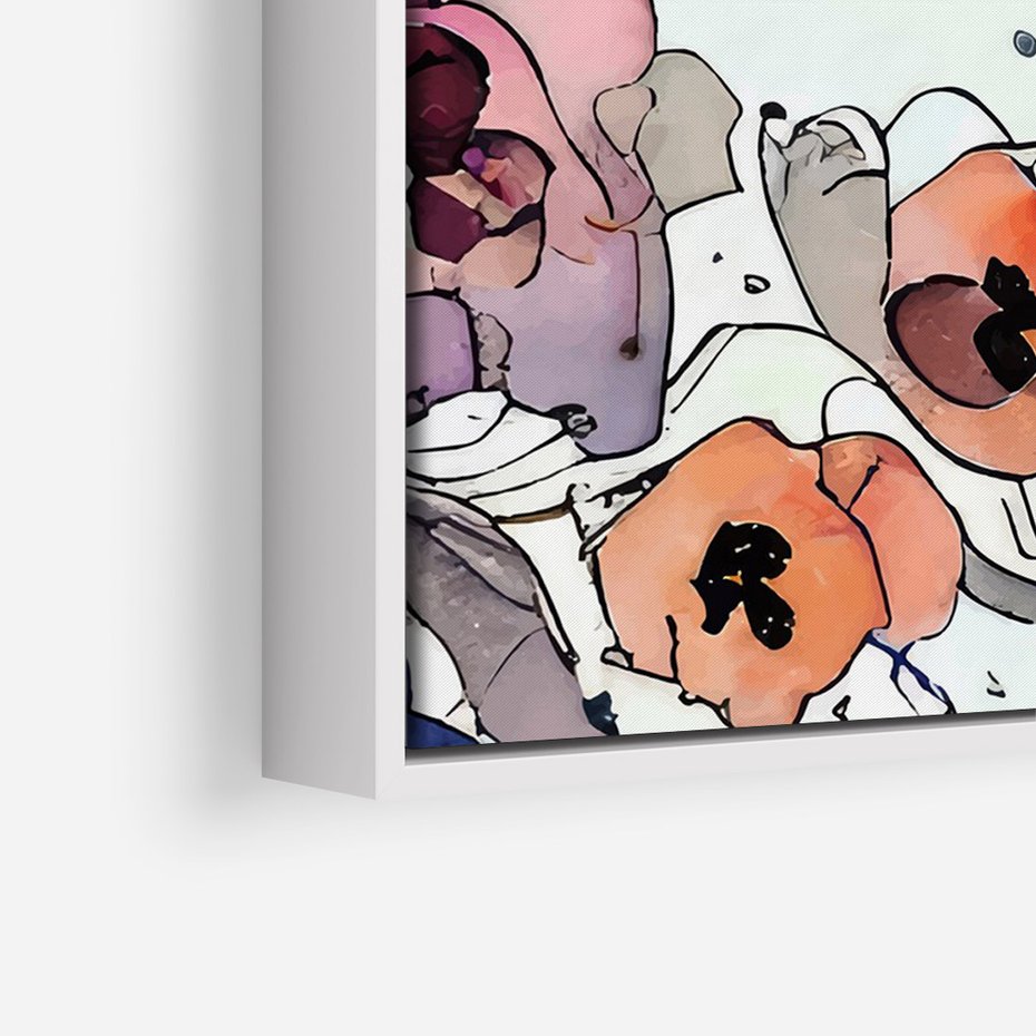 Obraz w ramie 50x70 - Rozkwitające marzenia - akwarelowe kwiaty, kolory - rama biała