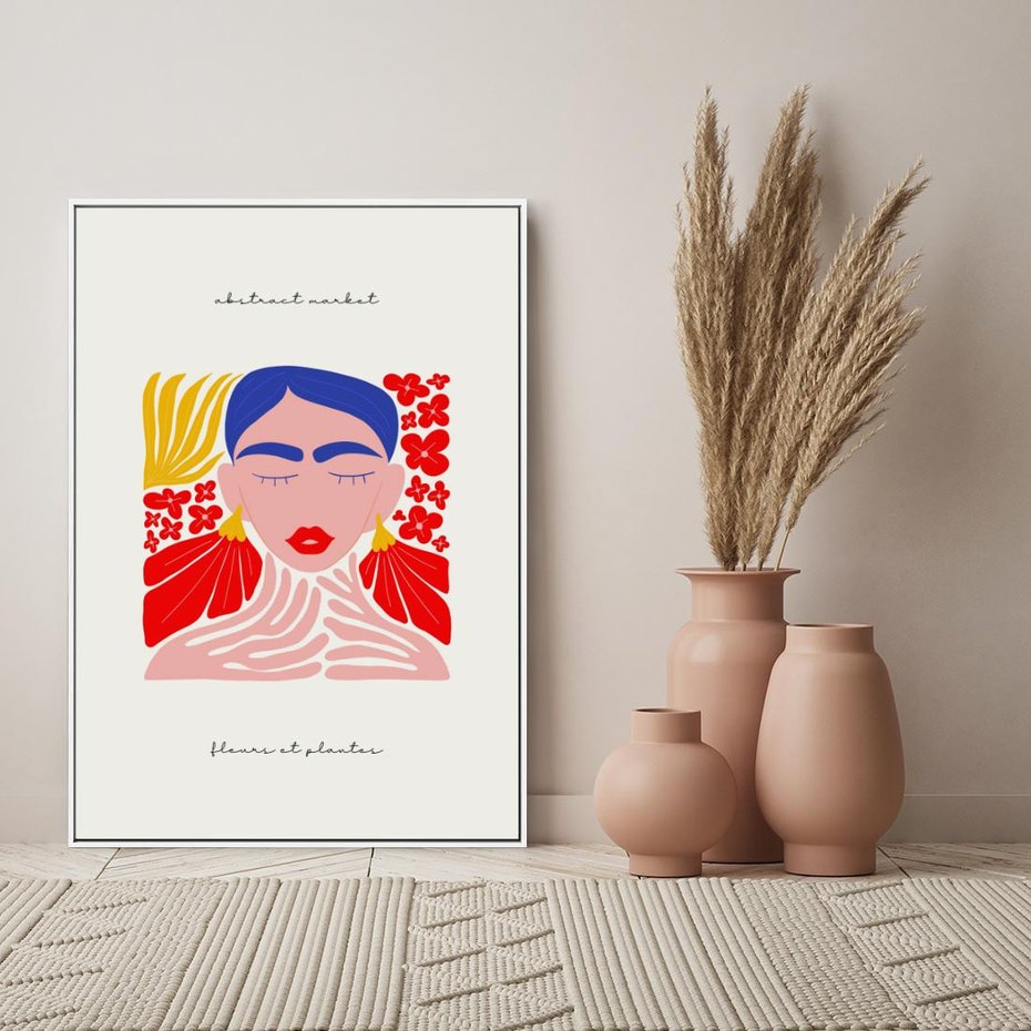 Obraz w ramie 50x70 - Bezgraniczne Rytmy - kobieta, sztuka abstrakcyjna - rama biała