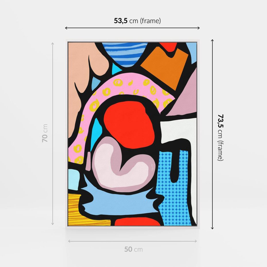 Obraz w ramie 50x70 - Czarny Komiks - abstrakcyjne formy, komiksowy styl - rama biała