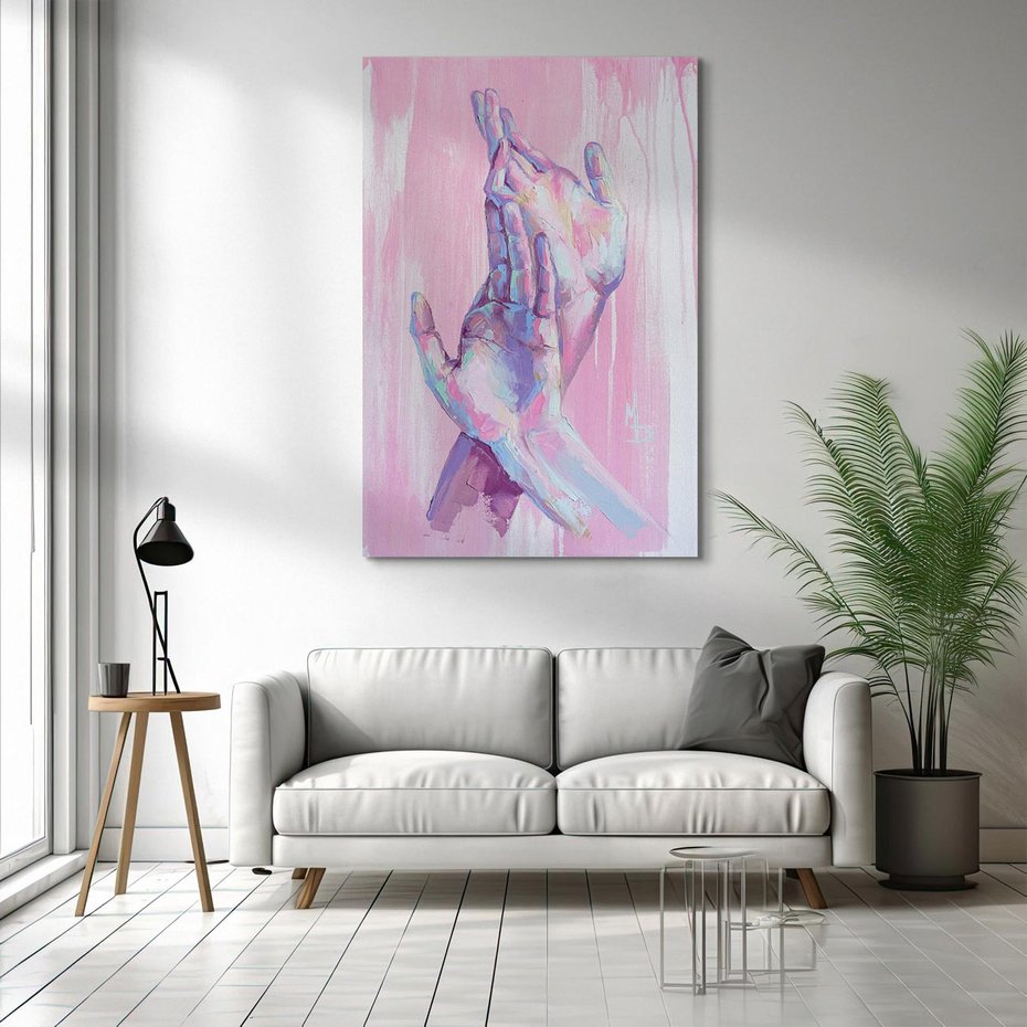 Obraz na płótnie 70x100 - Splecione - obraz olejny, pastelowe kolory
