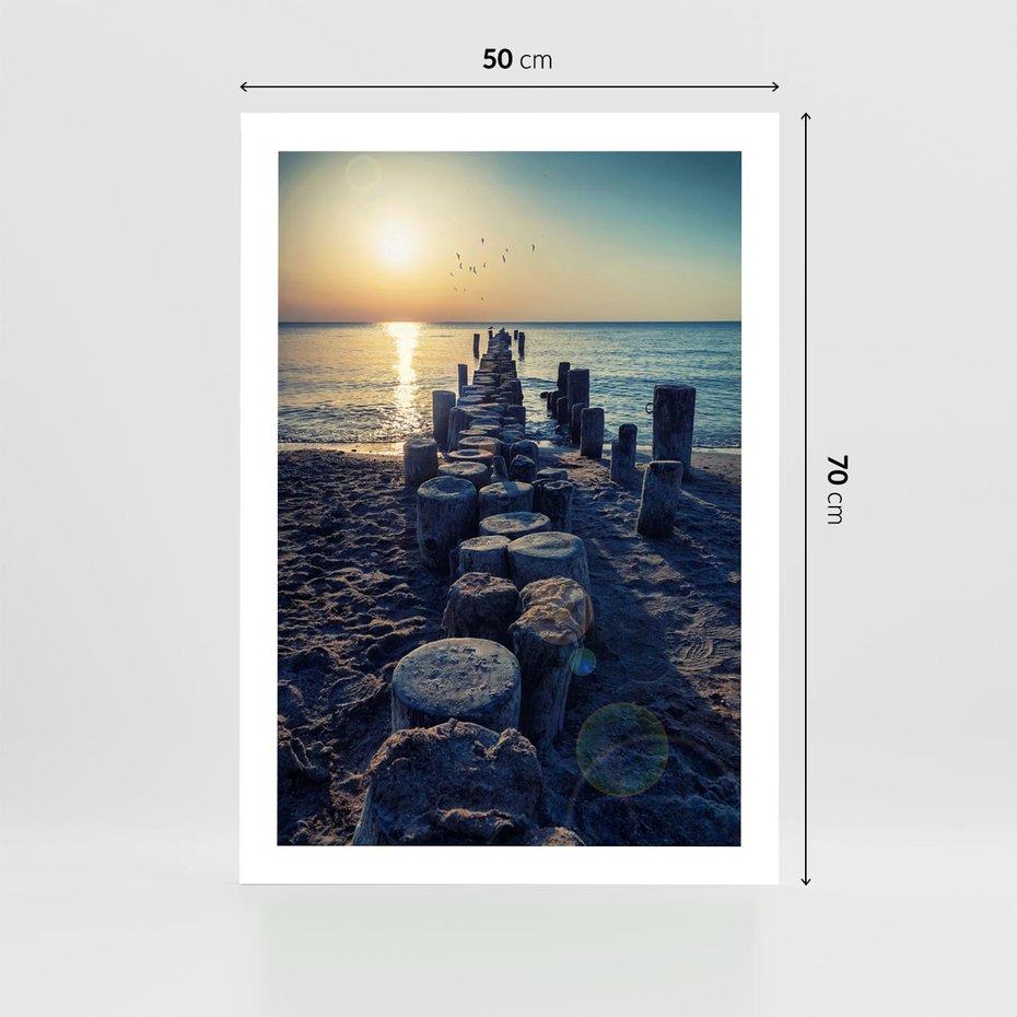 Plakat bez ramy 50x70 - Zachód Słońca nad Morzem - morze, zachód