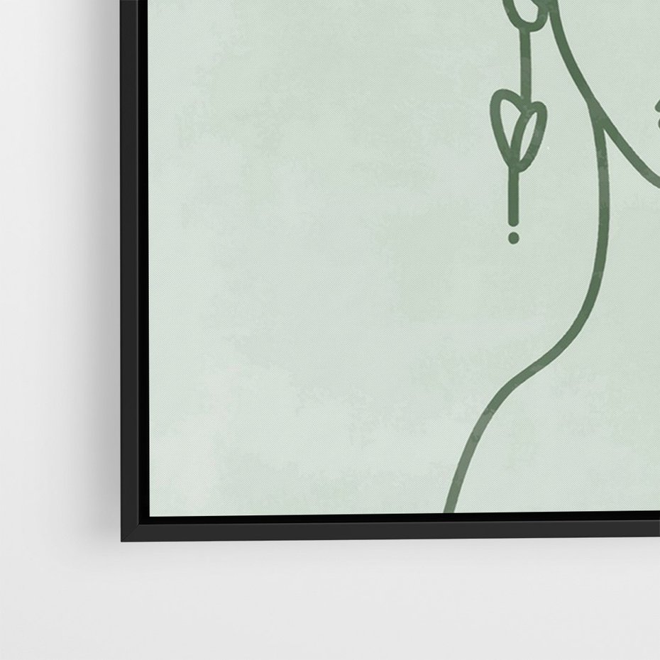 Obraz w ramie 50x70 - Spokojne Objęcia Natury - abstrakcja, zielony szkic - rama czarna