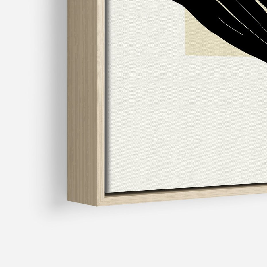 Obraz w ramie 80x120 - Harmonia liści - minimalistyczny obraz, szkic - rama drewno