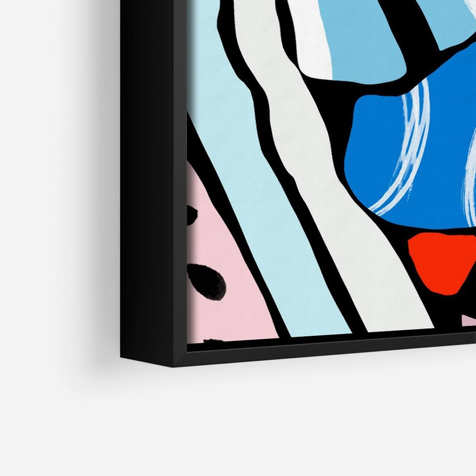 Obraz w ramie 50x50 - Kolory Na Czerni - abstrakcyjne formy, komiksowy styl - rama czarna