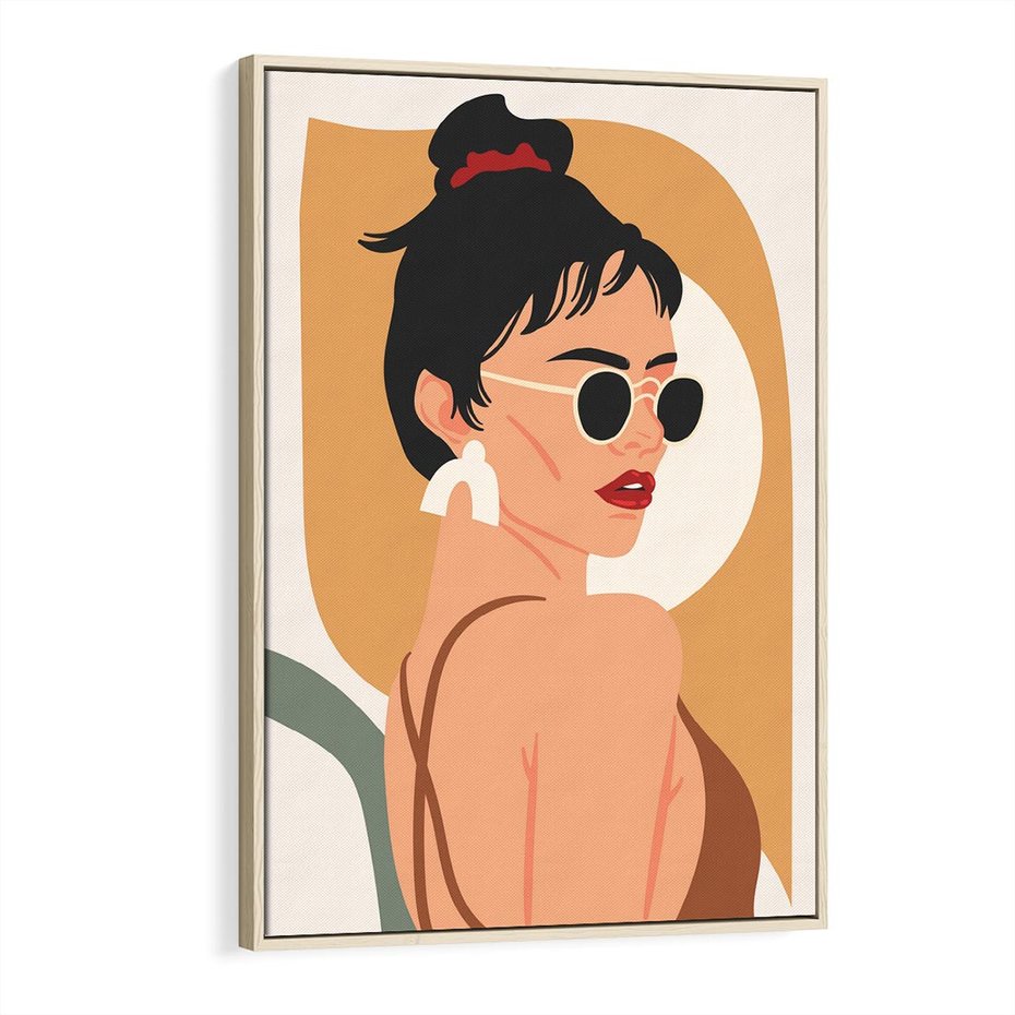 Obraz w ramie 80x120 - Kobieca Przenikliwość - nowoczesny plakat, styl retro - rama drewno