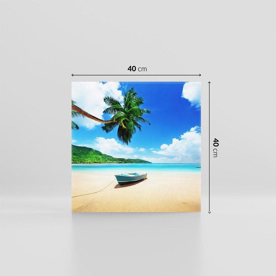 Obraz na płótnie 40x40 - Raj na plaży z palmami - plaża, palma
