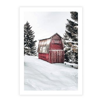 Plakat bez ramy 21x30 - Domek w Śnieżnych Górach - domek, góry