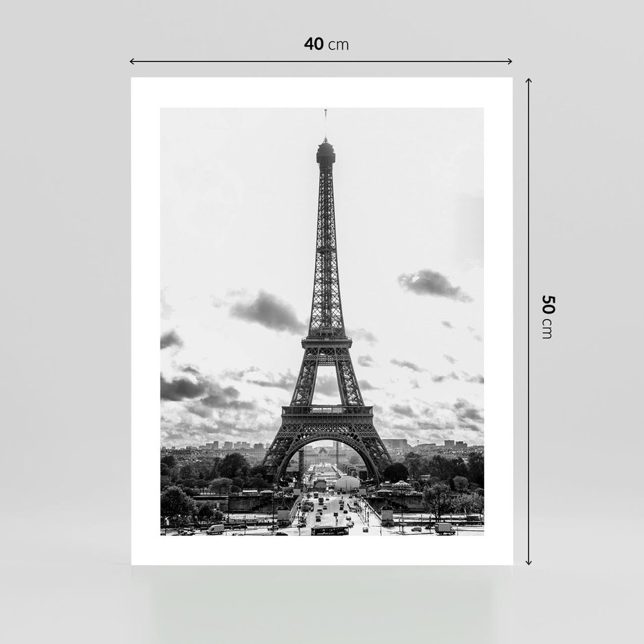 Plakat bez ramy 40x50 - Wieża Eiffla - czarno białe zdjecie, wieża eiffla