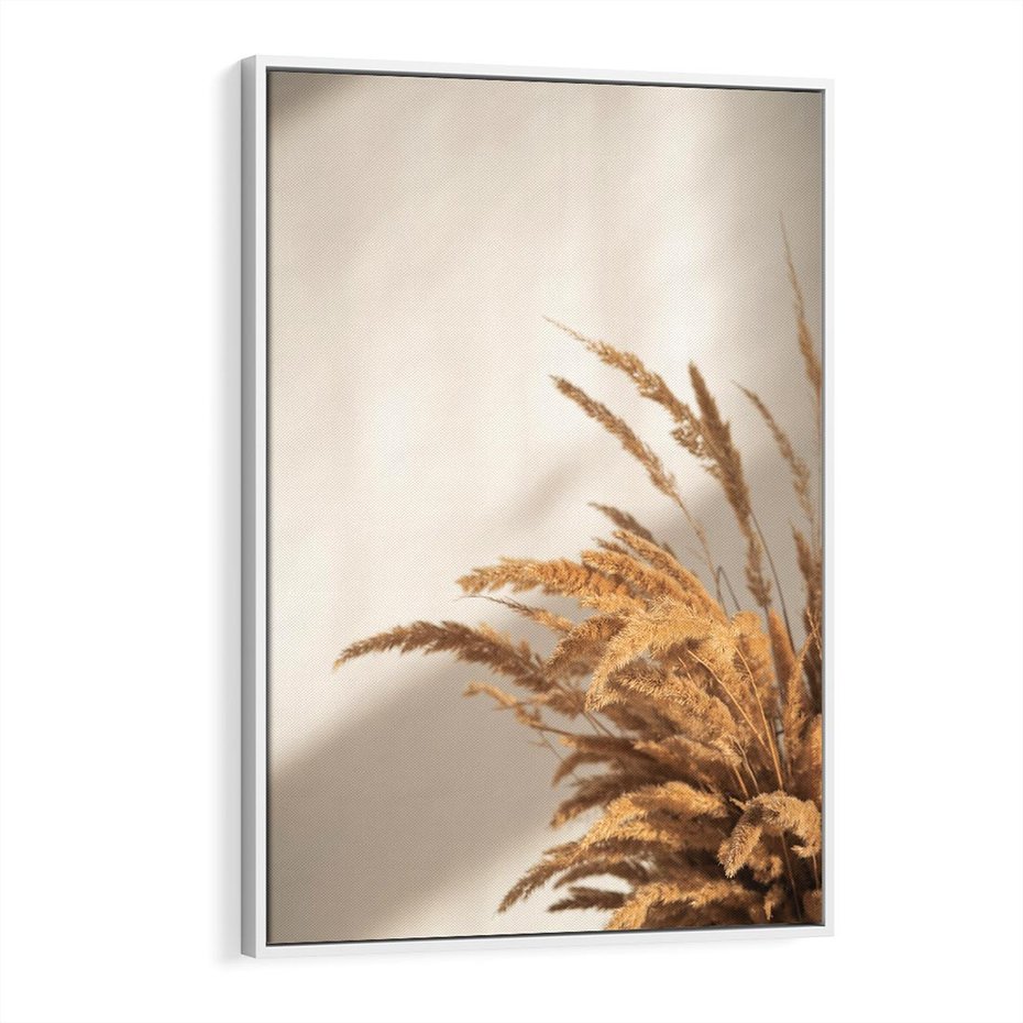 Obraz w ramie 50x70 - Swobodne trawy boho - boho, suche - rama biała